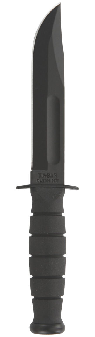 Ka-Bar 1256 Fighting/Utility  5.25" Fixed Clip Point Plain Black 1095 Cro-Van Blade, Black Kraton G Handle, Includes Sheath