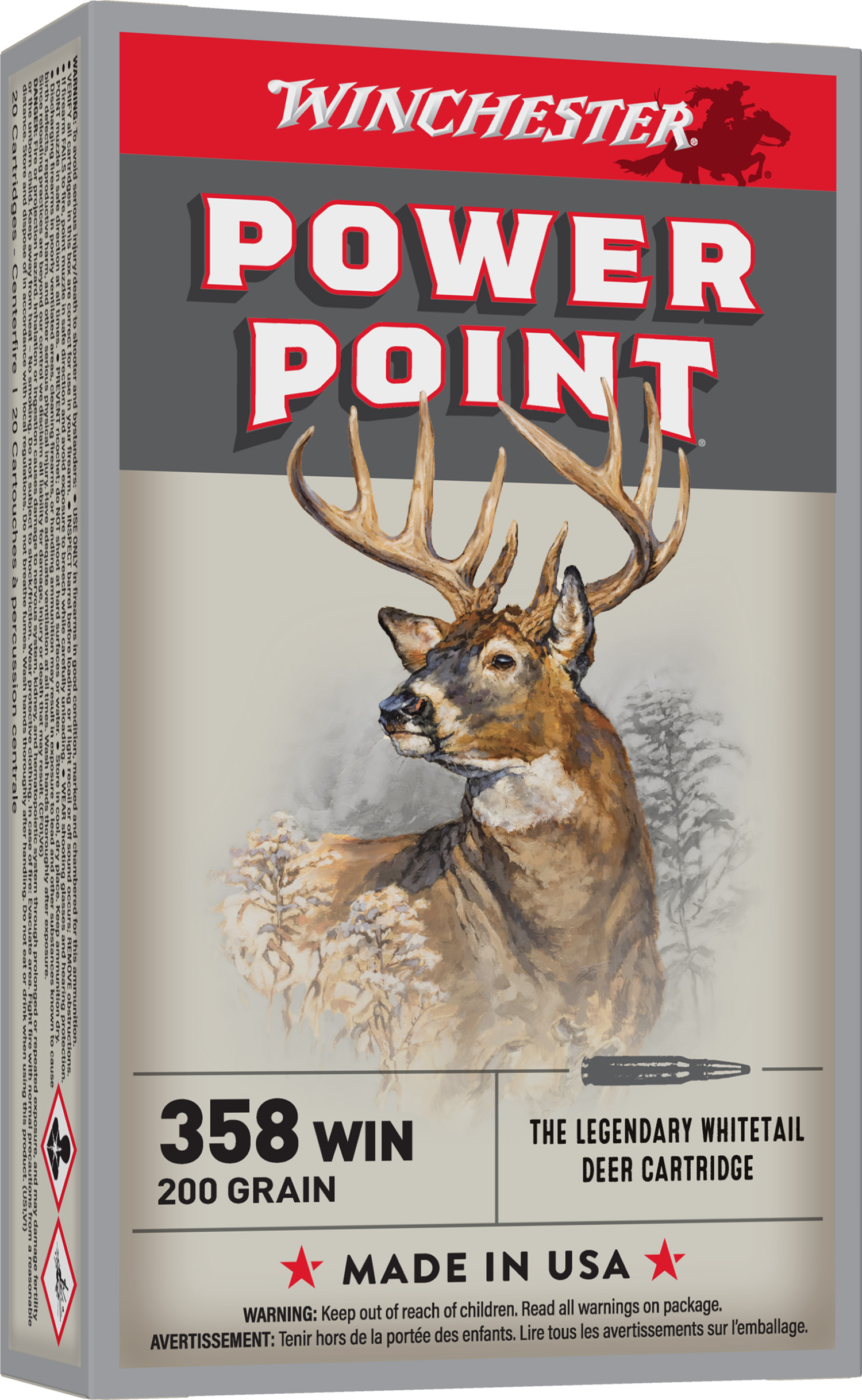 Winchester Power-Point .358 Win 200 Grain 20 Rounds Per Box Brass