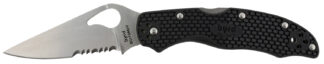 Spyderco Byrd Harrier 2 Lightweight Folder, 3.36 in Part-Serrated 3Cr13MoV SS Blade, Black FRN