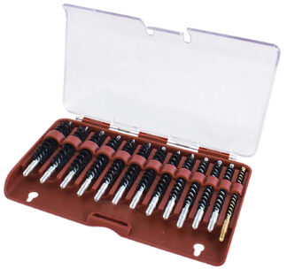 Tipton 615333 Bore Brush Set .17-.45 Cal Rifle, 8-32/5-40 Threads, Bronze Nylon Bristles Storage Box