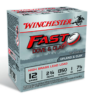 Winchester Fast Dove & Clay 12 Gauge 2.75 in High Brass 1 oz #7.5 Shot 25-Round Box
