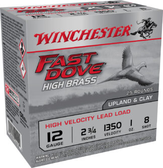 Winchester Fast Dove & Clay 12 Gauge 2.75 in High Brass #8 Shot 25 Rounds
