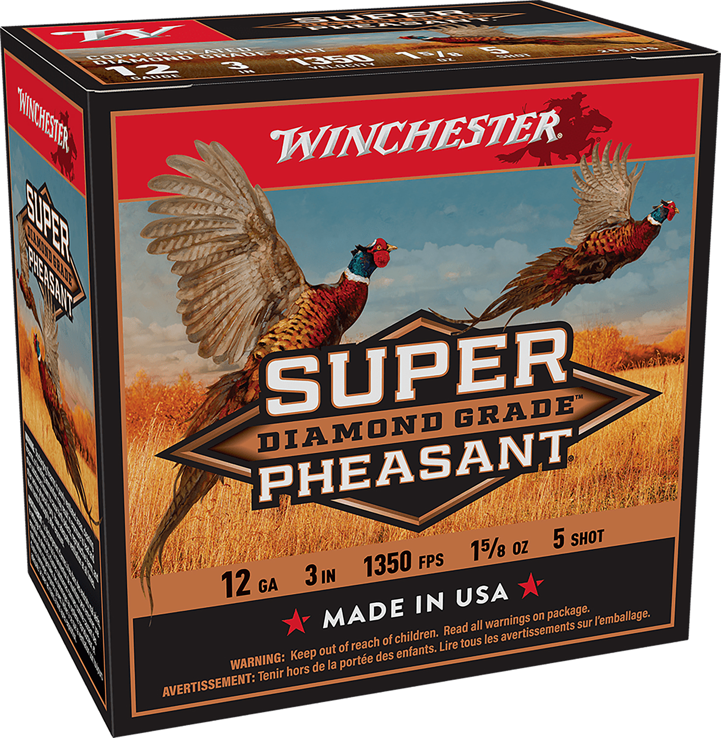 Winchester Super Pheasant Diamond Grade 12 Gauge 3 in #5 Shot, 1 5/8 oz, 25 Rounds