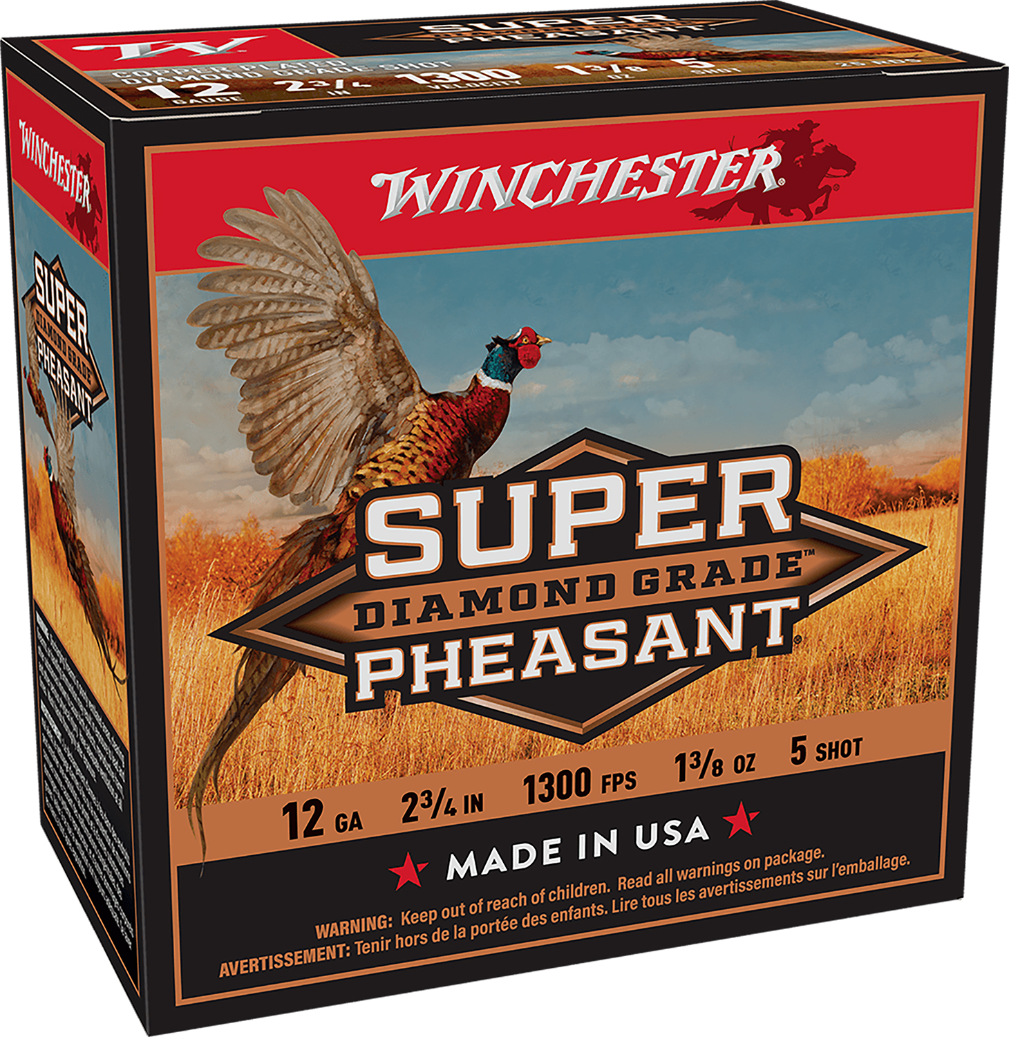 Winchester Super Pheasant Diamond Grade 12 Gauge 2.75 in 1 3/8 oz #5 Shot 25 Rounds Per Box