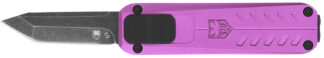 CobraTec Knives CALI929TBPURTNS California 929TB 1.75" OTF Tanto Plain Stonewashed D2 Steel Blade/ Purple Anodized Aluminum Handle Includes Pocket Clip/Pouch