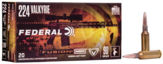 Federal Fusion 224 Valkyrie 90 Grain Soft Point Boat Tail, 20 Rounds Per Box
