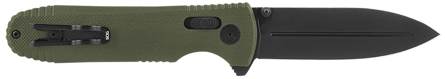 SOG Pentagon XR Folding Spear Point Knife, 3.60 in Cryo CTS XHP Blade, OD Green G10 Handle