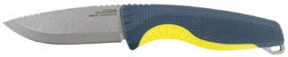 SOG Aegis FX 3.70" 4116 Krupp SS Fixed Drop Point Knife, Stonewashed, Indigo/Acid, GRN Handle