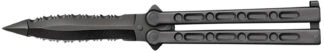 Cold Steel CS-92EAA FGX Balisong 5" Folding Part Serrated Black Griv-Ex Blade & Handle