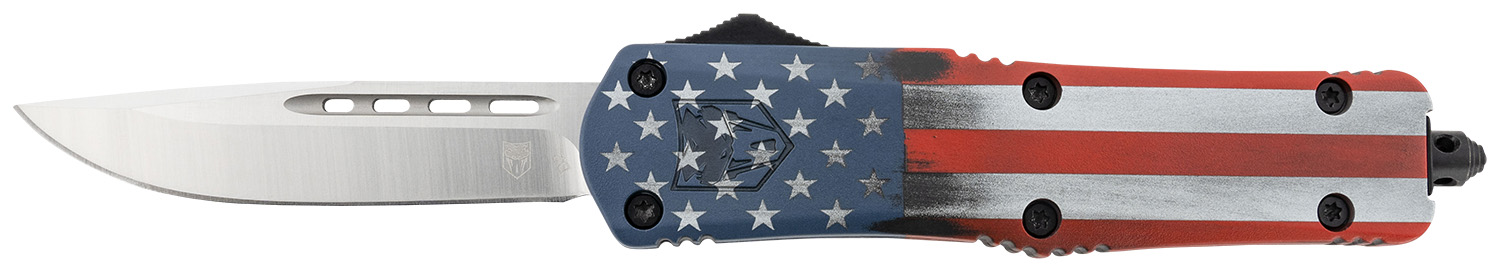Cobratec Knives FS-3 American Flag Medium OTF Knife, 3 in D2 Steel Blade