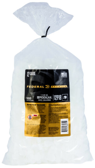 Federal 12P18 Podium Wad Premium 12 Gauge, 1 1/8 oz, White Plastic, 500 Wads