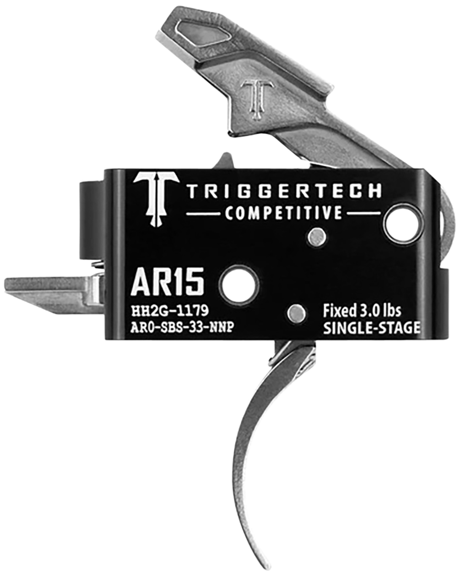TriggerTech Competitive Curved Single-Stage Trigger for AR-15, 3 lb, Black Anodized