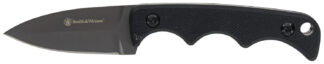 SW Knives H.R.T. Neck Knife Spear Point, Titanium Nitride Coated 8Cr13MoV SS, Black G10, Sheath