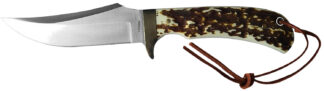 Uncle Henry Next Gen Staglon 4.25 in Skinner Fixed Blade Knife, Stainless Blade, Staglon Handle