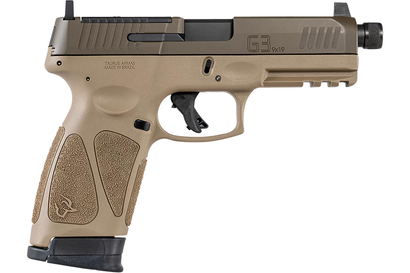 Taurus G3T 9mm 4.5 in Threaded Barrel Tan Frame Patriot Brown Optic-Cut Slide 2x10rd
