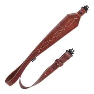 Allen Heritage Western Scallop Leather Rifle Sling Brown 28-35 in Fully Adjustable