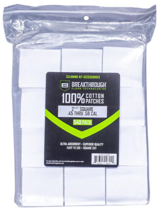 Breakthrough Clean Technologies Cotton Patch Square, 2 1/2 in Pre-Cut, .45-.58 Cal, 540 Pack