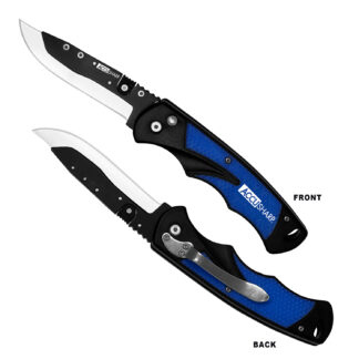 AccuSharp 743C Razor Knife Folding Replaceable Blade 3.50" Stainless Blade, Royal Blue Anodized Aluminum Handle