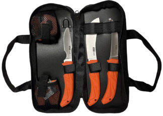 Accusharp 738C Game Processing Kit Fixed Blade Knife Set, Stainless Steel Blades