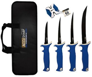 AccuSharp 737C 6-Piece Fillet Knife Kit 4.75/5.50/6.50/8" Satin Stainless Blade