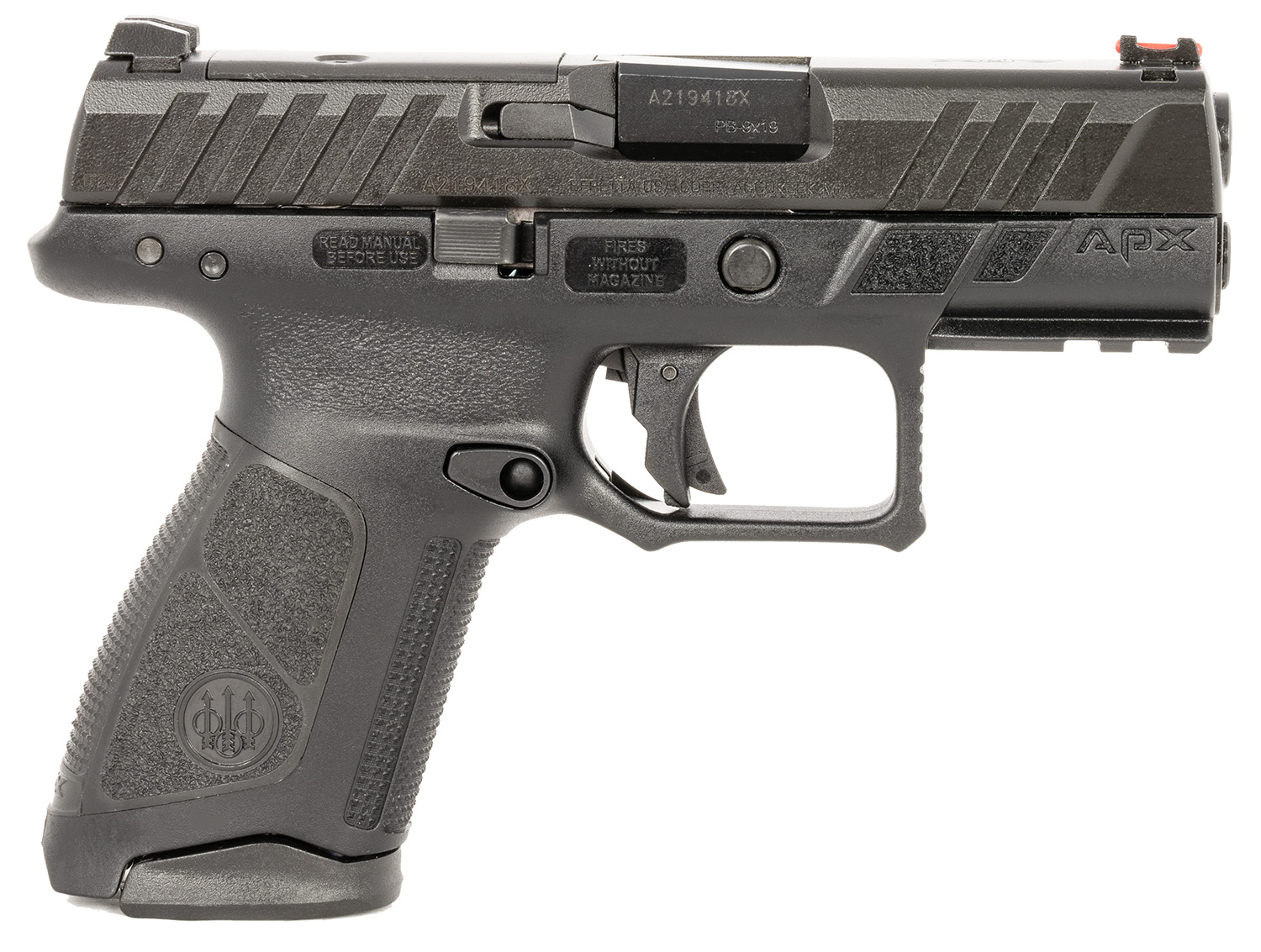 Beretta APX A1 Compact 9mm Semi-Auto Pistol 3.7 in Barrel Fiber Optic, Black Finish