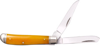 Cold Steel Mini Trapper Folding Knife, 2.60 in/2.70 in Blades, Yellow Bone, Slip Joint