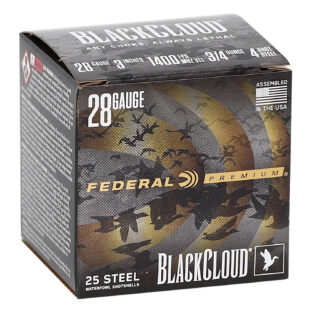 Federal Black Cloud FS 28 Gauge 3 in #4 Steel Shot 3/4 oz 25-Round Box