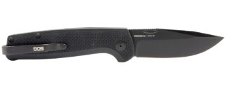 SOG Terminus SJ 2.90 in Clip Point Plain Stonewashed Cryo D2 Steel, Blackout G10