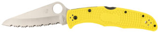 Spyderco Pacific Salt 2 C91SYL2 3.78 in H2 Steel Serrated Folding Knife, Yellow FRN Handle