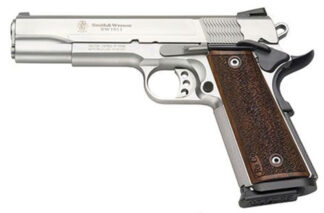 Smith & Wesson SW1911 Pro 9mm 5in Semi-Auto Pistol, Stainless Slide, Wood Grips, 10+1