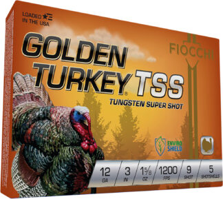 Fiocchi Golden Turkey TSS 12 Gauge 3 in #9 Tungsten Shot, 5 Rounds/Box