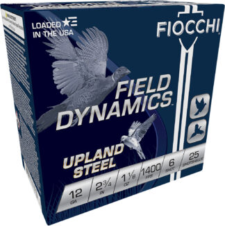 Fiocchi Field Dynamics Upland Steel 12 Gauge 2.75 in #6 Shot, 1 1/8 oz, 25 Rounds