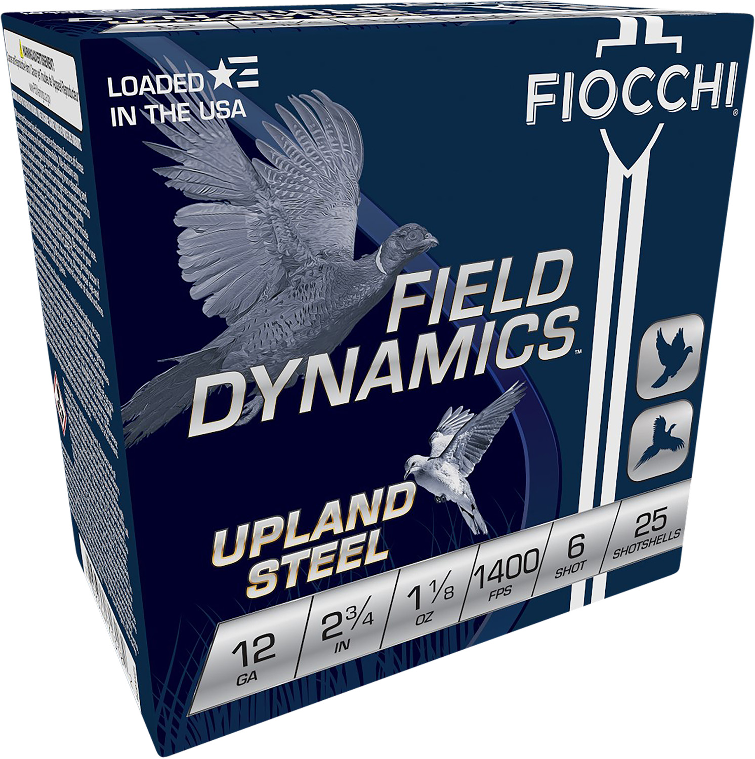 Fiocchi Field Dynamics Upland Steel 12 Gauge 2.75 in #6 Shot, 1 1/8 oz, 25 Rounds