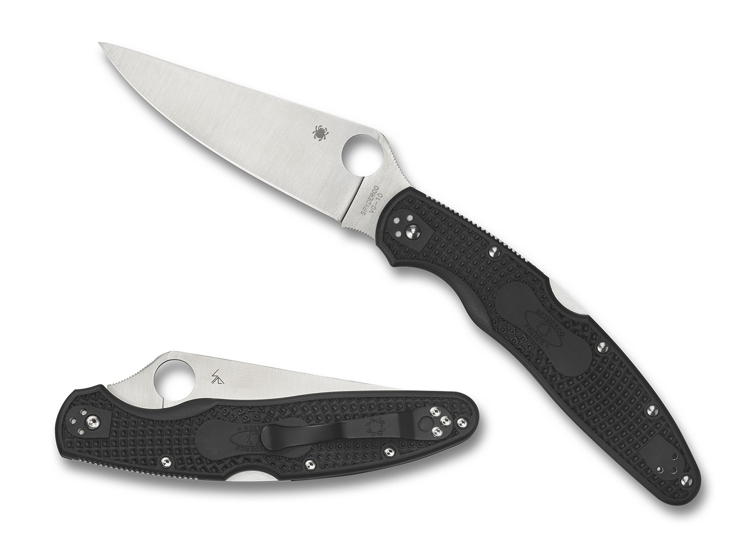 Spyderco C07PBK4 Police 4 Lightweight 4.39" Folding Knife, Plain Satin VG-10 SS