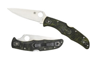 Spyderco C10ZFPGR Endura 4 Lightweight 3.80 in Folding Knife, Plain Satin VG-10 SS, Green FRN