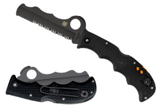 Spyderco C79PSBBK Assist Lightweight 3.69in Folding Knife, Part-Serrated VG-10 SS Blade, Black FRN