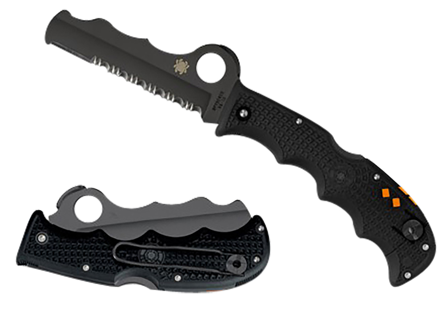 Spyderco C79PSBBK Assist Lightweight 3.69in Folding Knife, Part-Serrated VG-10 SS Blade, Black FRN