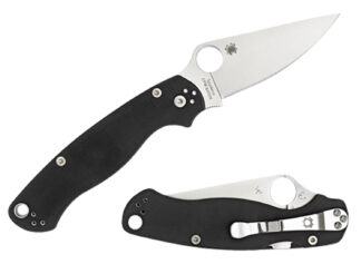 Spyderco Para Military 2 Left-Hand Folding Knife, 3.42 in CPM S45VN Blade, Black Textured G10 Handle
