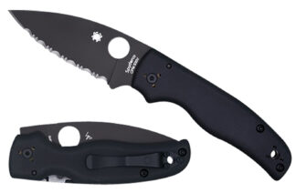Spyderco C229GSBK Shaman 3.58" Folding Serrated Black DLC CPM S30V SS Blade/Black Textured G10 Handle Includes Pocket Clip