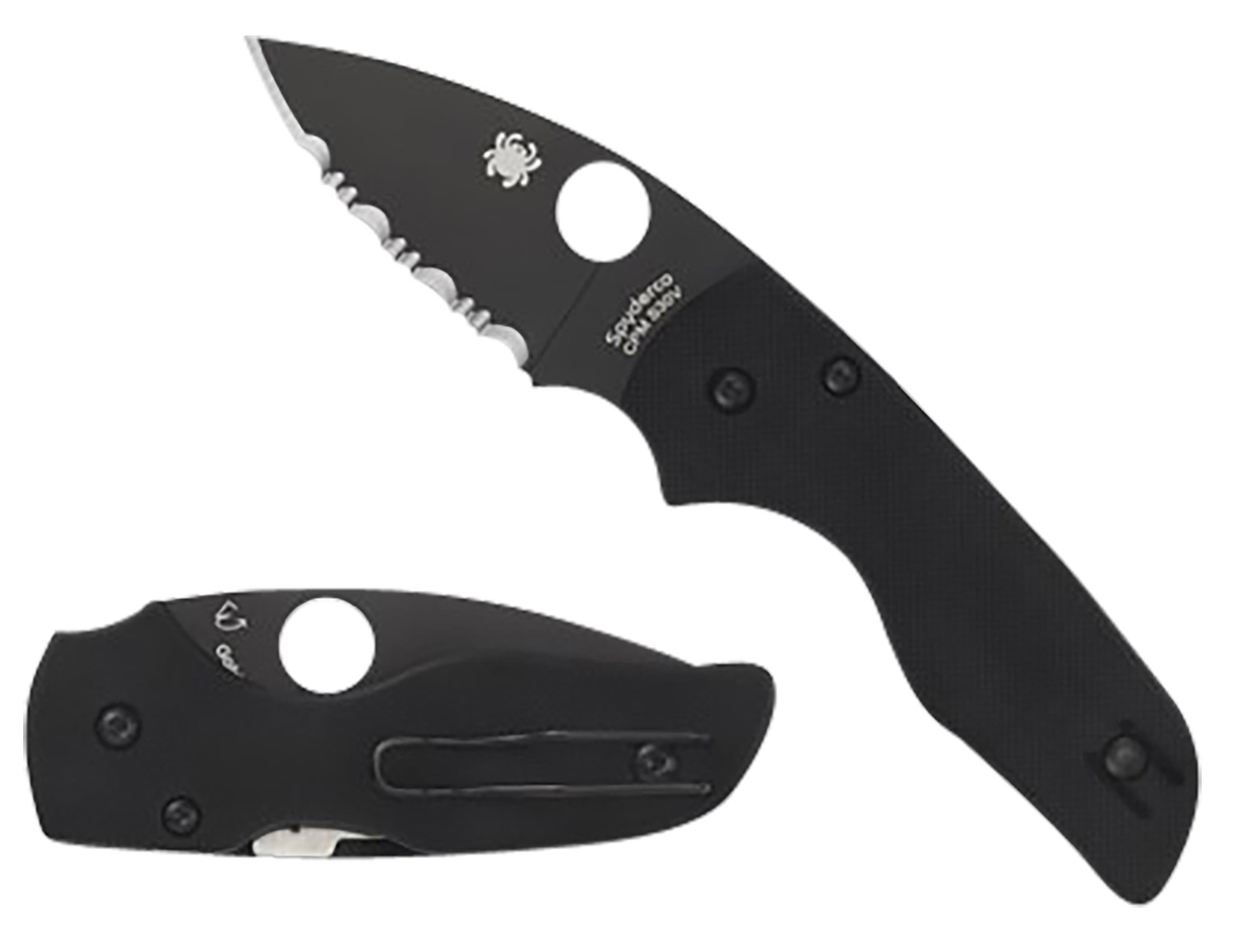 Spyderco Lil' Native C230GPBBK 2.42 in DLC CPM S30V Folding Knife, Black Textured G10