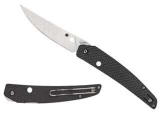 Spyderco Ikuchi C242CFP 3.26 in Folding Plain CPM S30V Satin Blade, Black Carbon Fiber/G-10