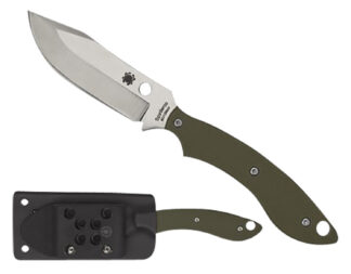 Spyderco Stok Fixed Bowie Knife 2.95 in 8Cr13MoV Blade, Olive Drab G10, Includes Sheath