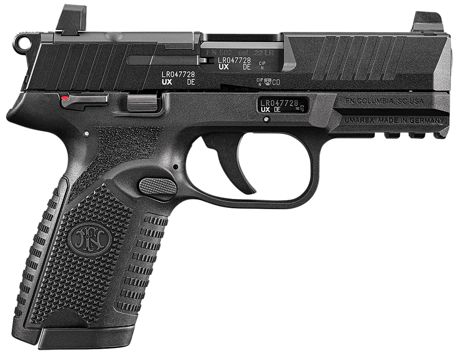 FN 502 MRD Semi-Auto Rimfire Pistol, 4 in Barrel, Black Finish