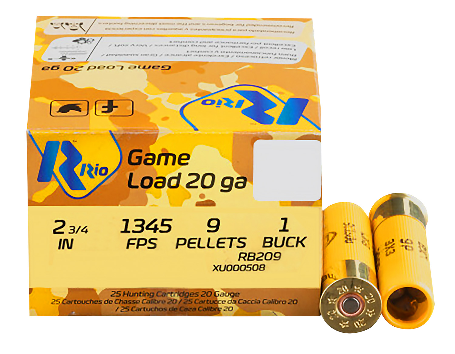 Rio Ammunition RB209 Royal Buck 20 Gauge 2.75 in 1 Buck Shot 25 Rounds Per Box