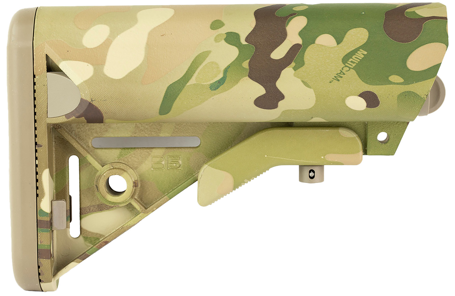 B5 Systems Enhanced SOPMOD Stock for AR-15 Mil-Spec Receiver Extension, Multicam Fixed Stock