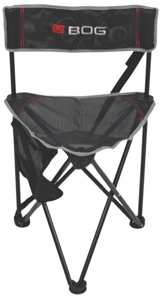 Bog Pod Triple Play 3-Leg Hunting Chair, Black Steel Frame, Exterior Pocket