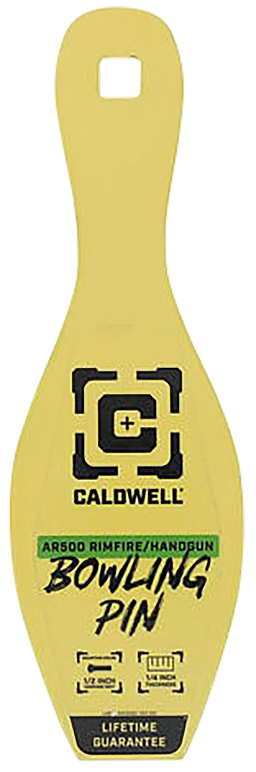 Caldwell AR500 Steel Bowling Pin Target, 1/4 in Thick, Yellow Gong