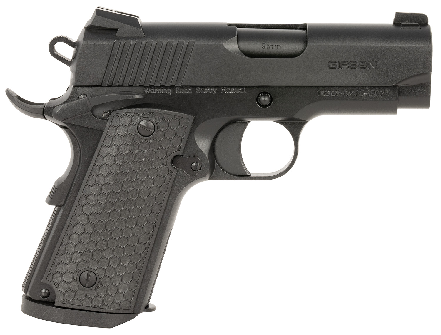 EAA Girsan MC1911 SC Untouchable 9mm 7+1 Sub-Compact Single-Action 3.4 in Barrel, Black