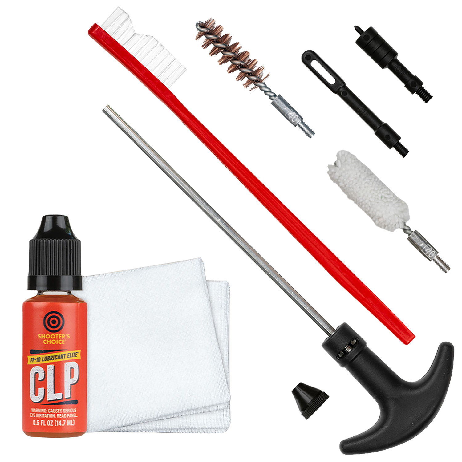 Shooters Choice SHFSRK40 .40 Cal Pistol Cleaning Kit with Aluminum Rod and 8-32 Thread Pattern