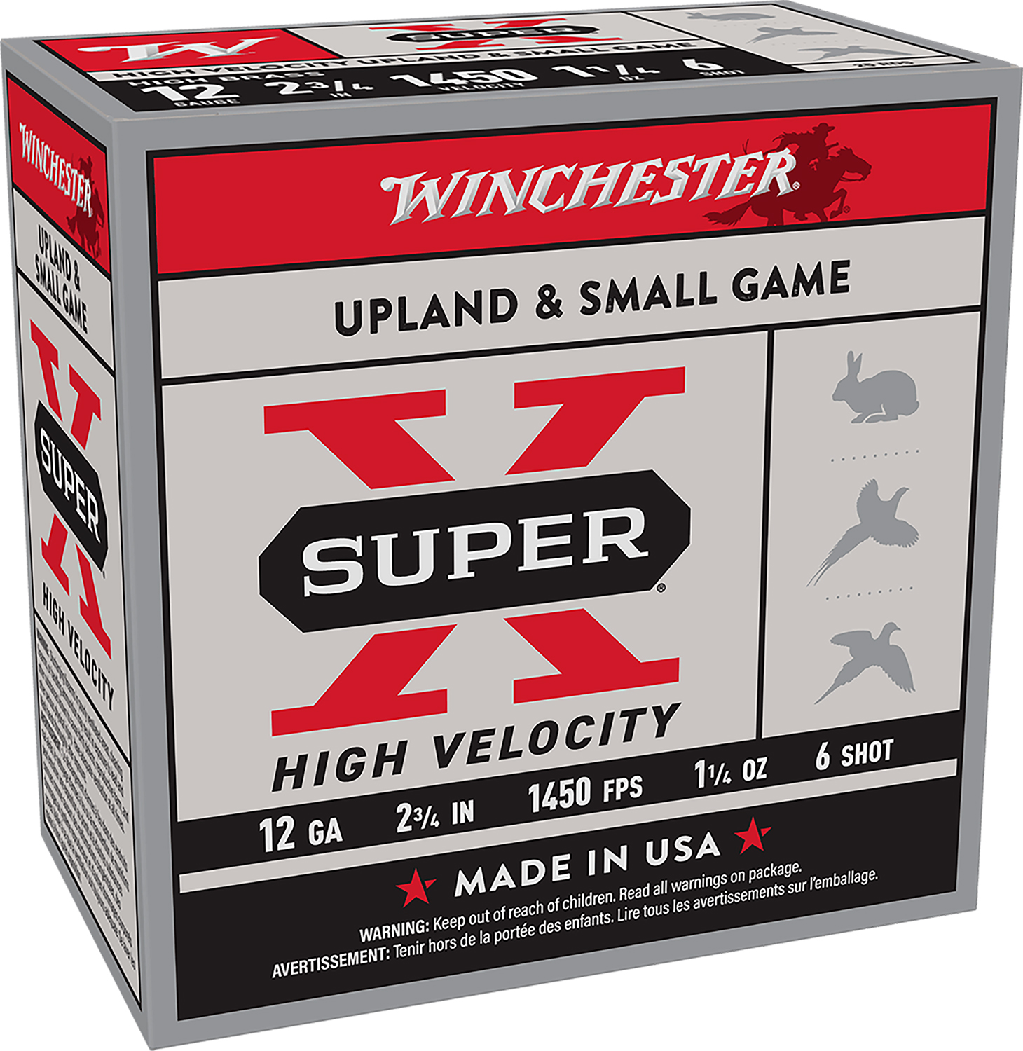 Winchester Super-X X12HV6 12 Gauge 2.75 in #6 Shot, 1-1/4 oz, High Velocity, 25 Rounds